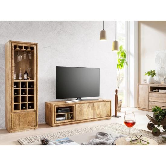 Masivní nástěnná skříň Blackdale Mango, lakovaná, přírodní barva