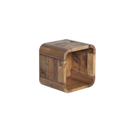 Masivní koupelnová police Dingle z recyklované borovice, lakovaná, přírodní – 30×25×30 cm
