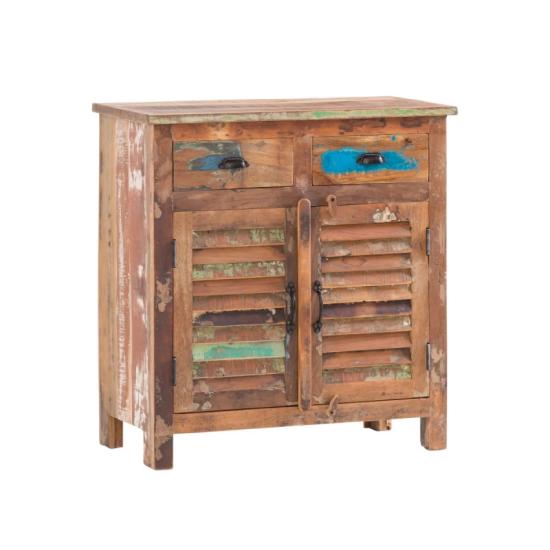Masivní komoda Wakefield z recyklovaného dřeva, lakovaná, vícebarevná – 85×42×90 cm