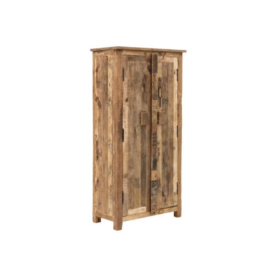 Masivní šatní skříň Kavali z recyklovaného dřeva, nezpracovaná, hnědá – 90×45×185 cm