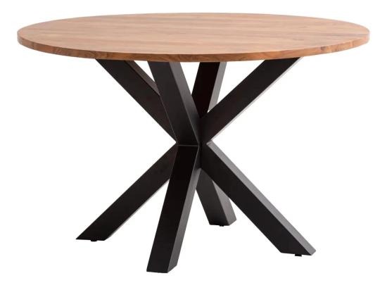 Masivní kulatý jídelní stůl Cruzar z akácie, lakovaný, kulatý – průměr 120 cm