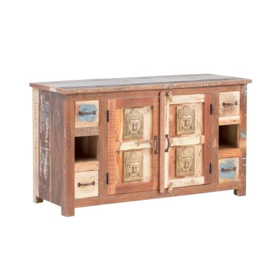 Masivní pod umyvadlová skříňka Sumana z recyklovaného dřeva, lakovaná, hnědá – 130×50×75 cm