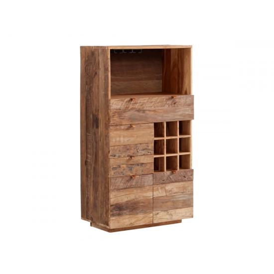 Masivní komoda Oldwood z recyklovaného tvrdého dřeva, lakovaná, přírodní barva – 80×40×145 cm