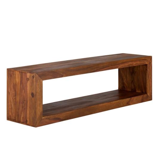 Masivní TV stolek Cube I z palisandru, lakovaný, hnědý – 150×38×45 cm