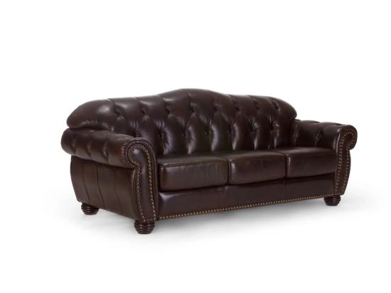 Pohovka Chesterfield Hereford 3-místná z pravé kůže, hnědá