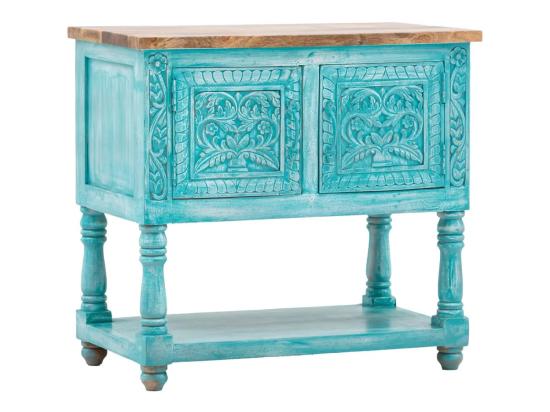 Masivní skříňka na umyvadlo Santa Cruz modré, Holz - Mango, bez výřezu