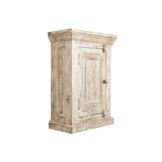 Masivní koupelnová nástěnná skříňka Patina z mangového dřeva, lakovaná, přírodní barva – 48×24×70 cm