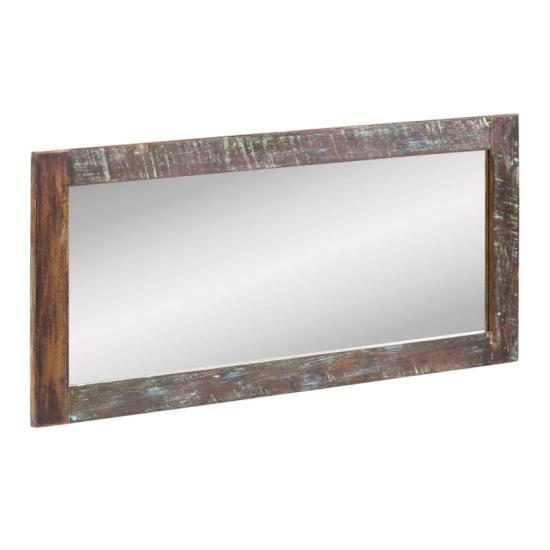 Masivní koupelnové zrcadlo Sumana II z recyklovaného dřeva, lakované, hnědé – 130×60 cm