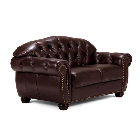 Pohovka Chesterfield Hereford 2-místná z pravé kůže, hnědá