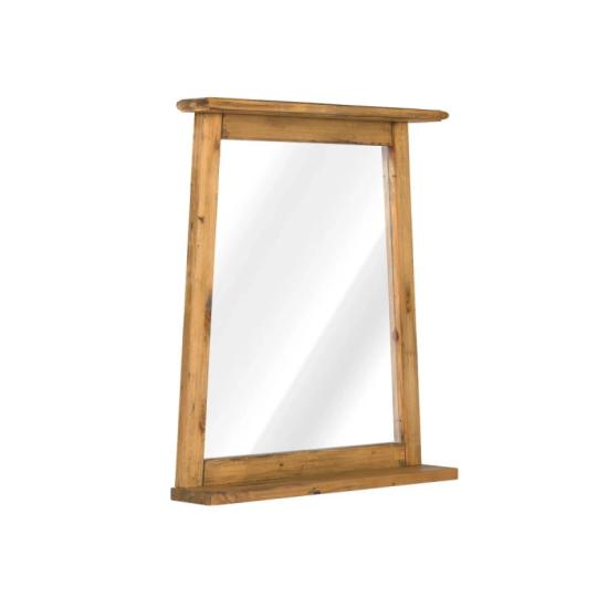 Masivní koupelnové zrcadlo Rangún z recyklované borovice, lakované, hnědé – 70×12×77 cm