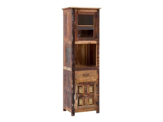 Masivní koupelnová vysoká skříňka Sumana z recyklovaného dřeva, lakovaná, hnědá – 50×40×180 cm