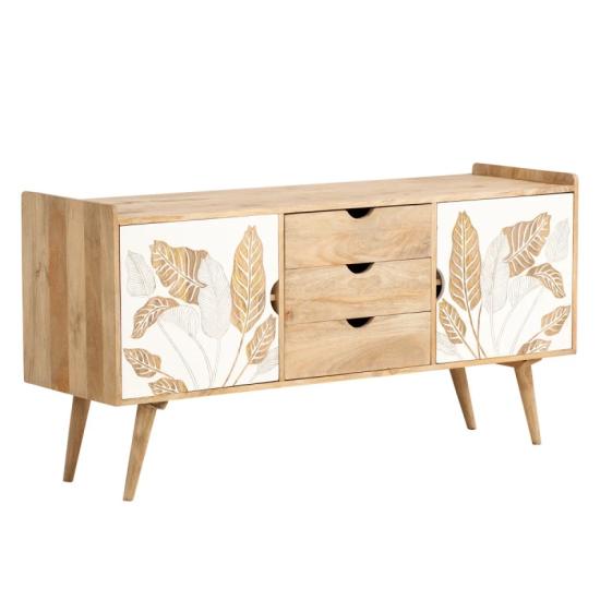 Masivní skříňka pod umyvadlo Barani z mangového dřeva, lakovaná, hnědá – 150×42×75 cm