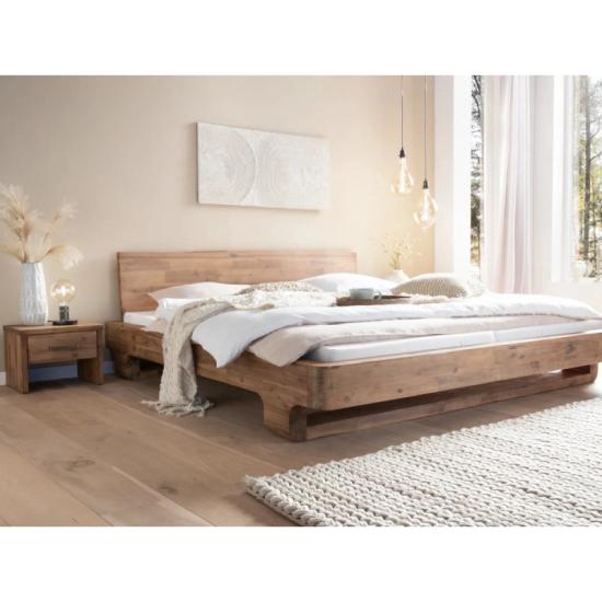 Masivní postel Sendai z kartáčovaného akátu, lakovaná, přírodní – 180x200 cm