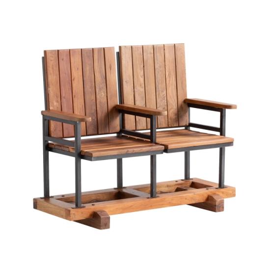 Masivní lavice Cobi z recyklovaného dřeva, lakovaná, hnědá – 103×50×92 cm