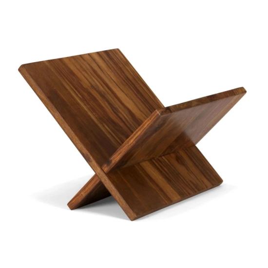 Masivní stojan na noviny Cubus z palisandru, lakovaný, hnědý