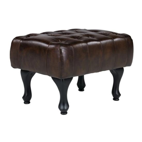 Taburet Chesterfield Pittsfield z pravé kůže, hnědý