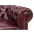 Rohová sedací souprava Chesterfield z pravé kůže, červená – 236×236×74 cm