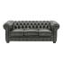 Masivní třímístná pohovka Chesterfield z pravé kůže, zelená – 200×90×72 cm