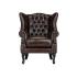 Křeslo ušák Chesterfield Pittsfield z pravé kůže, hnědé – 89×79×104 cm