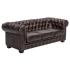 Třímístná pohovka Chesterfield z pravé kůže, hnědá – 200×90×72 cm