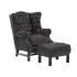 Masivní taburet Chesterfield Kingsfield z pravé kůže, černý – 61×46×43 cm