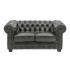 Dvoumístná pohovka Chesterfield z pravé kůže, zelená – 155×90×72 cm