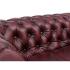 Masivní Chesterfield pohovka, pravá kůže, starožitná červená – 352×100×72 cm