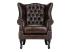 Křeslo ušák Chesterfield Pittsfield z pravé kůže, hnědé – 89×79×104 cm
