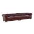 Masivní Chesterfield pohovka, pravá kůže, starožitná červená – 352×100×72 cm