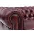 Masivní Chesterfield pohovka, pravá kůže, starožitná červená – 352×100×72 cm