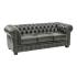 Masivní třímístná pohovka Chesterfield z pravé kůže, zelená – 200×90×72 cm