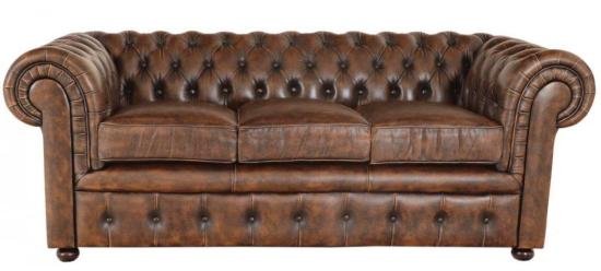 Pohovka trojmístná Chesterfield Comfort z pravé hovězí kůže